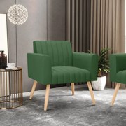 Kit 2 Poltronas Viena Gomada Suede Pés Palito Natural D03 - D'Rossi - Verde