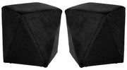 Kit 02 Puffs Decorativo Sala de Estar Blois Veludo Preto G15 - Gran Belo