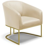 Poltrona Decorativa Industrial Dourada Stella Sintético D03 - D'Rossi - Bege