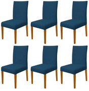 Kit 6 Cadeiras de Jantar Milan Veludo Azul Marinho