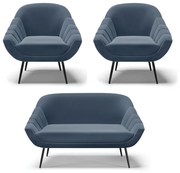 Kit 01 Namoradeira 02 Lugares e 02 Poltronas Giovana Suede Pés Palito De Ferro D01 - D?Rossi



 - Azul Marinho