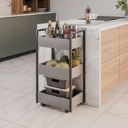 Carrinho Gourmet Auxiliar para Cozinha 3 Prateleiras Zane Preto M12 - D'Rossi - Grafite