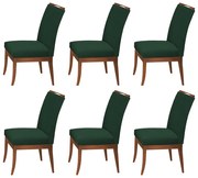 Conjunto 6 Cadeiras Sala de Jantar Lana Aveludado Verde