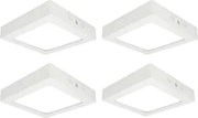 Kit 4 Plafons LED Sobrepor Quadrado 12W 780lm Branco 17cm