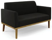 Sofá Namoradeira Base de Madeira Fixa Castanho Marisa Suede D03 - DRossi - Preto
