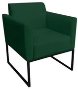Poltrona Decorativa Base Industrial Preto Maressa S23 Suede Verde - Ib
