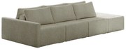 Sofá Ilha Modulado Milos 312cm Puff Lateral Bouclê Bege G33 - Gran Belo