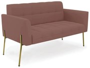 Sofá Namoradeira 2 Lugares Pé de Ferro Dourado Elisa Veludo D03 - D'Rossi - Rose