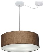 Lustre Pendente Cilíndrico Com Desvio Md-4222 Cúpula em Tecido 45x15cm Café - Bivolt