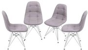 Kit com 4 Cadeiras Eames Botone Fendi Base Cromada - 64651 Sun House