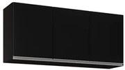 Armário Aéreo de Cozinha 120cm 3 Portas Virgínia Preto - Lumil