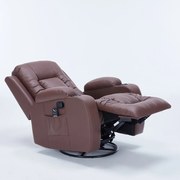 Cadeira com Massagem Poltrona do Papai Giratória Reclinável Manual Austin Aquecimento PU Marrom Chocolate G94 - Gran Belo