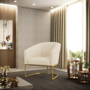 Poltrona Decorativa Industrial Dourado kit 2 Stella Linho D03 - D'Rossi - A19 Bege