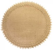Jogo Americano Redondo Natalino 1 Unidade Tecido Juta 39cm Borda Trançada Bege F04 - D'Rossi