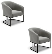 Poltrona Decorativa Industrial Preto Kit 2 Stella Suede D03 - D'Rossi - Grafite