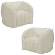 Kit 2 Poltronas Decorativa para Sala 112cm Meris Z32 Boucle Cru - Mpoz