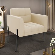 Poltrona Pé de Ferro Preto para Sala Elisa Suede D03 - D'Rossi - Bege