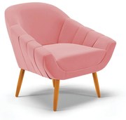 Poltrona Giovana Suede Rosê Pés Palito Castanho D01 - DRossi