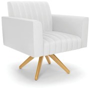 Poltrona Giratória Viena Gomada Corino Base de Madeira MA30 D03 - D'Rossi - Branco