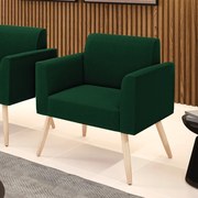 Poltrona Sala Estar Pé Palito Natural Marisa Bouclê - Verde