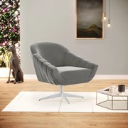 Poltrona Giratória Giovana Suede Base Cromada D03 - D'Rossi - Grafite