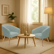 Poltrona Decorativa Pé Palito Natural Kit 2 Stella Cotelê Ext/Veludo D03 - D'Rossi - Menta