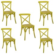 Kit 5 Cadeiras Decorativas Sala De Jantar Cozinha Danna Rattan Natural Amarela G56 - Gran Belo