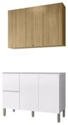 Armário de Cozinha CP01 Para Pia 120cm Minsk Z06 Branco/Freijó - Mpoze