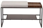 Banco Eros Sapateira Linho Cinza e Aço Bronze 80cm - 77091 Sun House