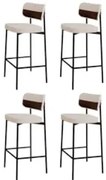 Banqueta Alta Bar Estofada Kit 4 Ella M25 Linho Palha/Marrom - Mpozena
