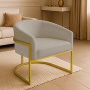 Poltrona Sala Decorativa Industrial Dourada Arielle Veludo D03 - D'Rossi - Cinza