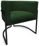 Poltrona Decorativa Base Metal Preta Luna Veludo Verde - Sheep Estofados - Verde escuro
