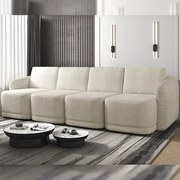Sofá Cama Modulado Retrátil e Reclinável Decorativo Varsóvia 316cm Bouclê Bege G33 - Gran Belo