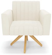 Kit 2 Poltronas Giratória Viena Gomada Veludo Base de Madeira MA30 D03 - D'Rossi - Bege