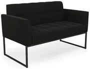 Sofá Namoradeira Base Industrial Preto Ana Suede Preto - Ibiza
