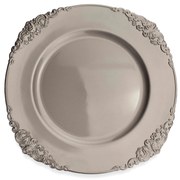 Sousplat Redondo Decorativo Natalino Prata 35x35x35 cm F04 - D'Rossi