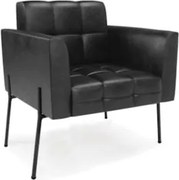 Poltrona Para Sala Pés Metálicos Preto Ana Sintético PU Preto - Ibiza