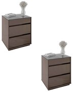 Kit 02 Mesas de Cabeceira Organizadora Ellie 3 Gavetas Cinza Pérola C02 - D'Rossi