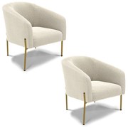Cadeira Sala de Jantar Pé Ferro Dourado kit 2 Stella Bouclê D03 - D'Rossi - Bege
