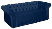 Namoradeira Sofá 2 Lugares Chesterfield Capitonê 186cm Veludo Azul - Sheep Estofados - Azul escuro