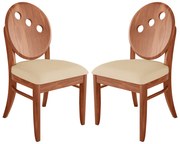Kit 2 Cadeiras Decorativas Sala de Jantar Teseu Madeira Maciça Poliéster Bege/Imbuia G42 - Gran Belo