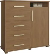 Cômoda 5 Gavetas 1 Porta Siena F08 Freijó - Mpozenato