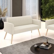 Sofá 2 Lugares Namoradeira Pé Palito Natural Marisa Bouclê - Bege