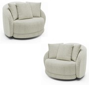 Kit 2 Poltronas Decorativas Base Giratória Galáxia com Almofadas Boucle Off White G45 - Gran Belo