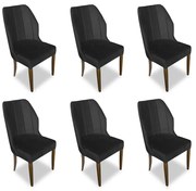 Kit 6 Cadeiras De Jantar Safira Suede Preto