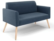 Sofá Namoradeira Pés Palito Natural Marisa Suede - Azul Marinho