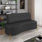 Sofá 2 Lugares Living 160cm Pé Ferro Dourado Maraú Sint PU K01 - D'Rossi - Preto