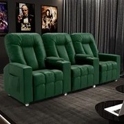 Poltrona Reclinável Para Cinema 3 Lugares Praddo FH9 PU Verde - Mpozen