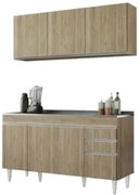 Armário Cozinha e Balcão Com Pia 150cm Marrocos Castanho - Lumil