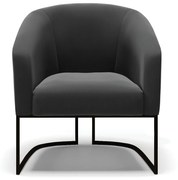 Poltrona Stella Suede Base Industrial Preto D01 - D'Rossi - Preto